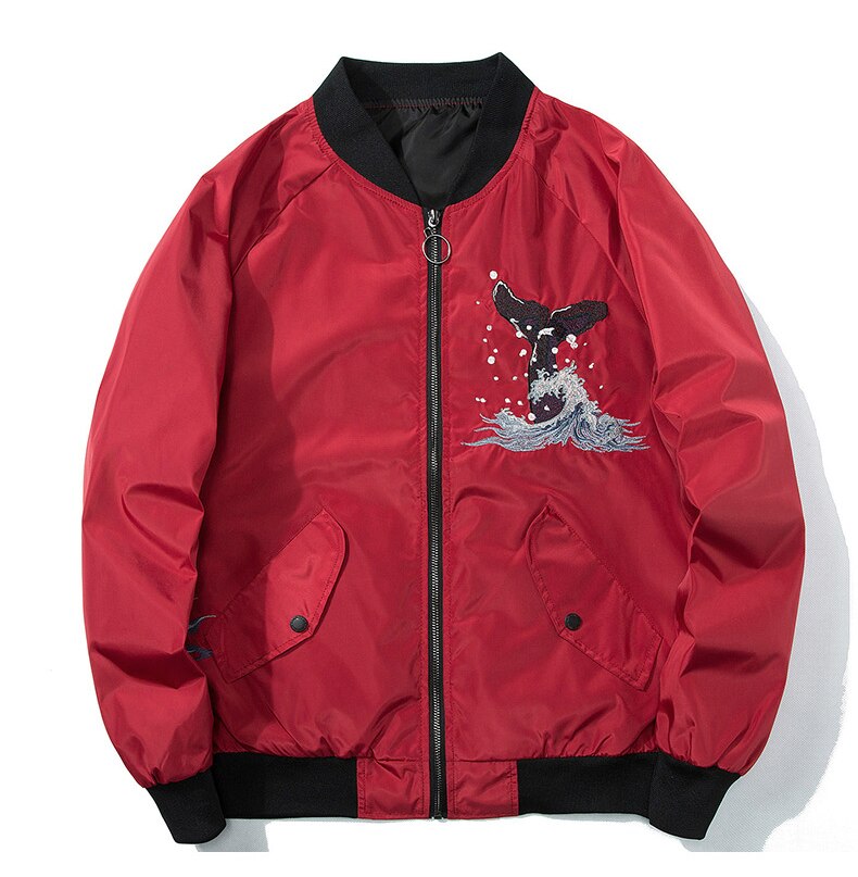 Men Embroidery Baseball Hip Hop Jacket