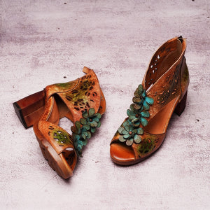 Women Retro Handmade Genuine Leather Sandals