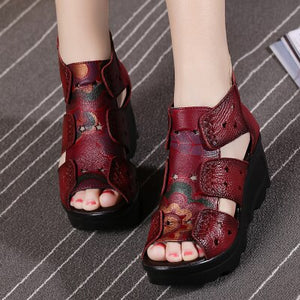 Women Handmade Ethnic Style Leather Shoes Sandals