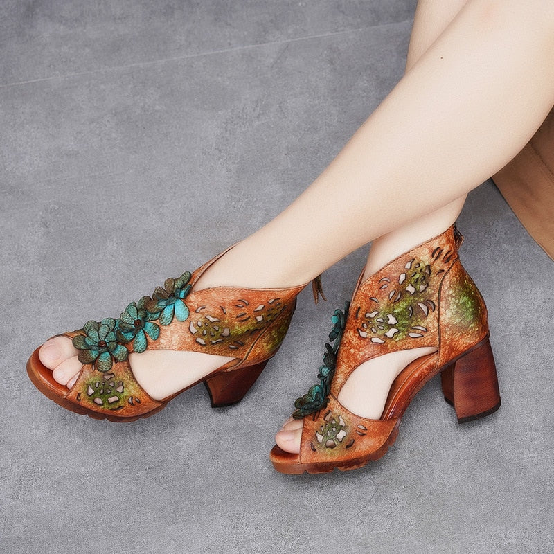 Women Retro Handmade Genuine Leather Sandals