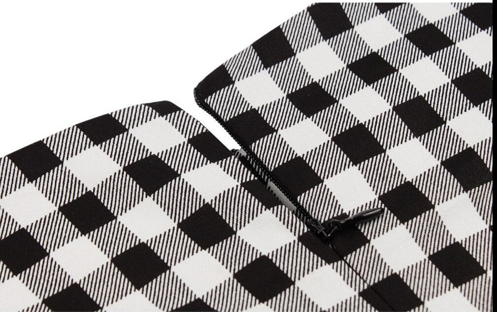 Women Retro Vintage Casual Plaid Dress