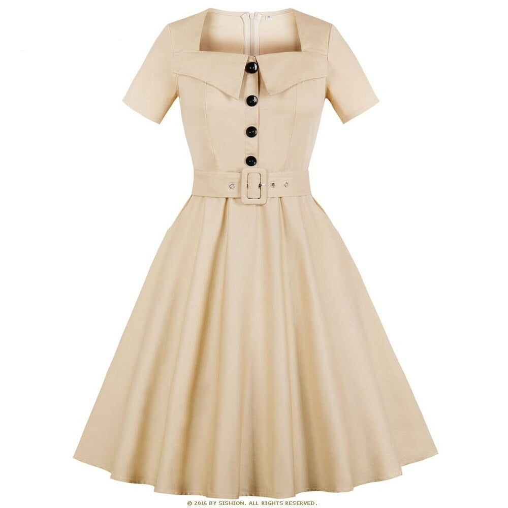 Women Retro Cotton Vintage Tunic Vestidos Dress