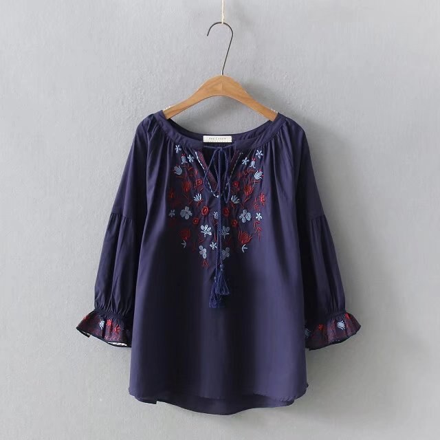 Women Embroidery Boho Ethnic Shirts