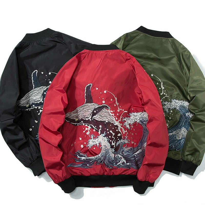 Men Embroidery Baseball Hip Hop Jacket