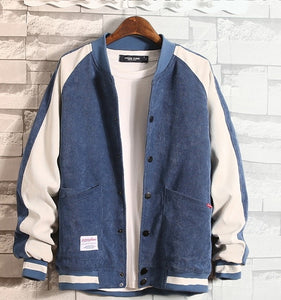 Men Baseball Button College Patchwork Jacket Coat