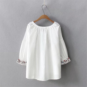 Women Embroidery Boho Ethnic Shirts