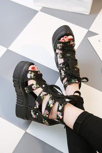 Women Floral Gladiator Open Toe Sandals
