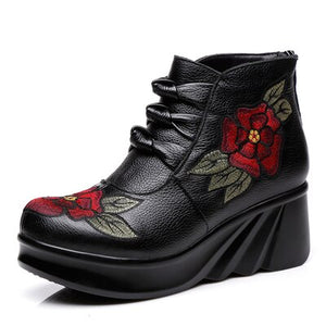 Women Vintage Handmade Genuine Leather Ankle Boots