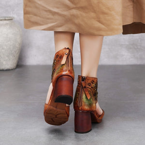 Women Retro Handmade Genuine Leather Sandals