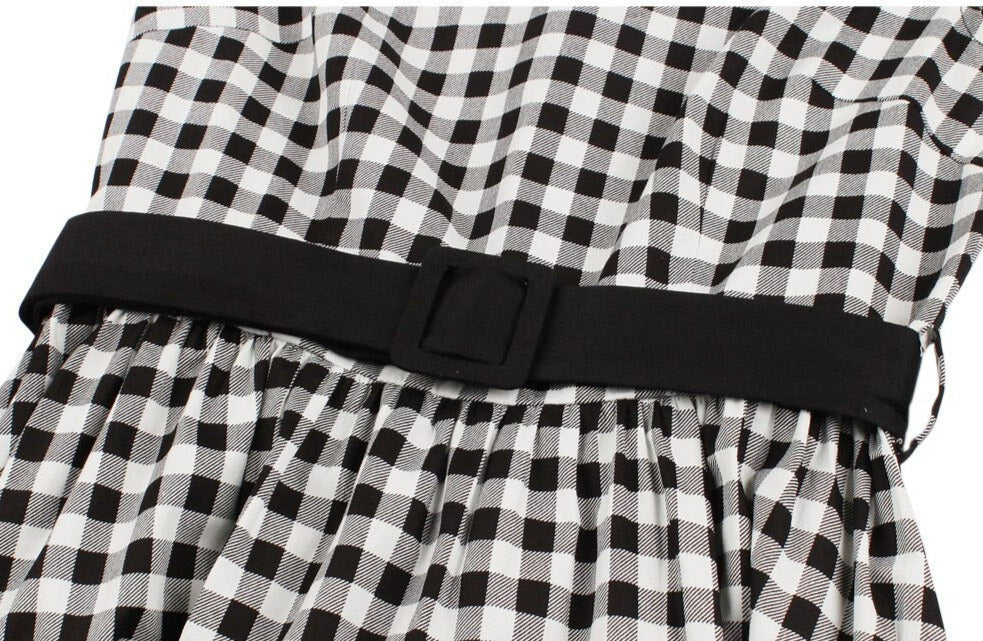 Women Retro Vintage Casual Plaid Dress