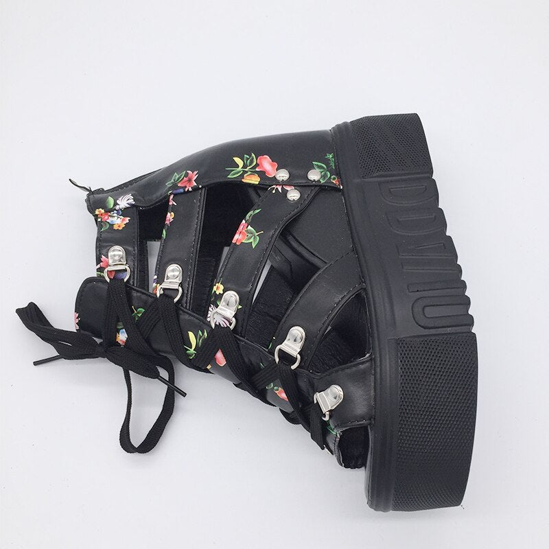 Women Floral Gladiator Open Toe Sandals