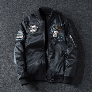 Men Embroidery Parkas Casual Bomber Jacket