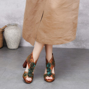 Women Retro Handmade Genuine Leather Sandals