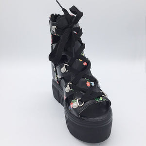 Women Floral Gladiator Open Toe Sandals