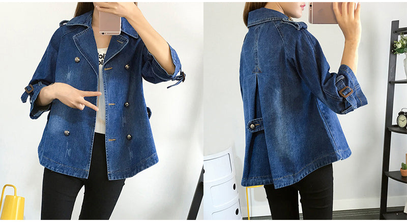 Women Harajuku Denim Windbreaker A-Line Basic Jacket