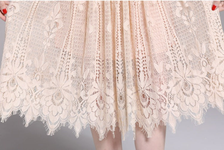 Women Floral Embroidery Vestidos Lace Festa Robe Dress