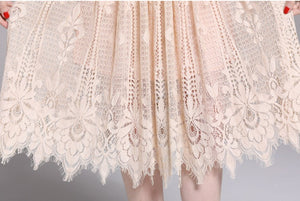 Women Floral Embroidery Vestidos Lace Festa Robe Dress