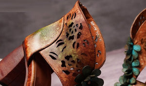 Women Retro Handmade Genuine Leather Sandals