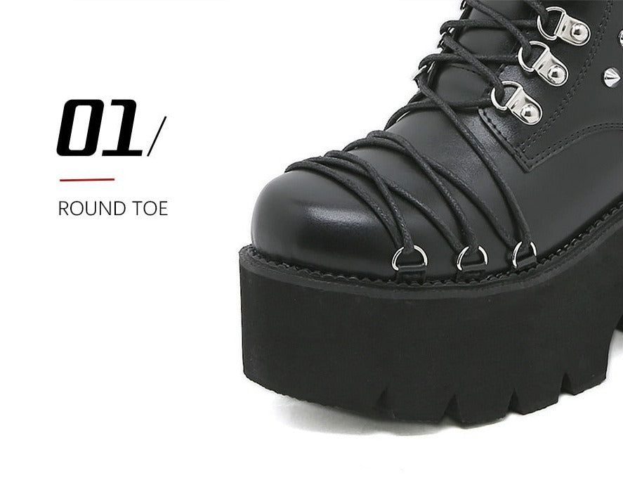 Women Handmade Motorcycle Punk Lolita Boots