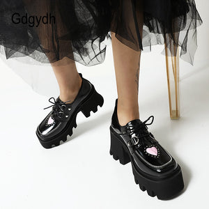 Women Lolita Heart Shape Punk Gothic Style Platform Shoes