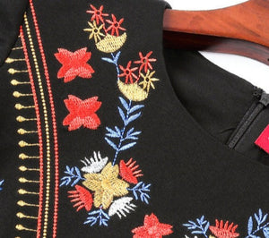 Women Embroidery Vintage Celebrity-inspired Robe Cocktail Dress