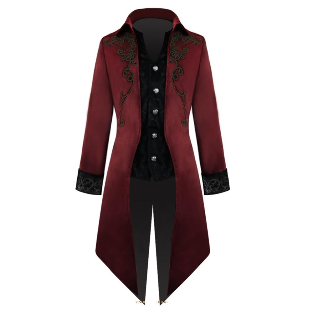 Men Retro Tuxedo Medieval Vintage Midi Punk Coat
