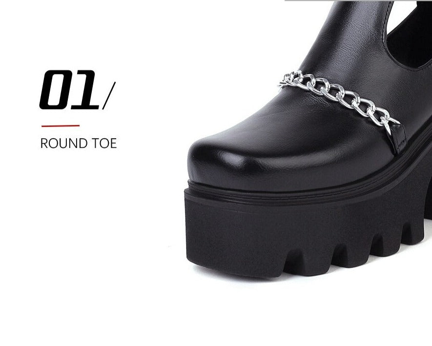 Women Casual Chains Pumps Straps Platform Shoes