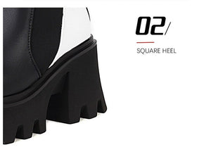 Women Cow Pattern Platform Chelsea Elastic Band Boots