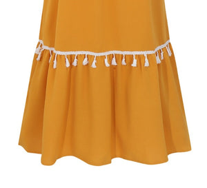 Women Boho Embroidered Abaya Long Dress