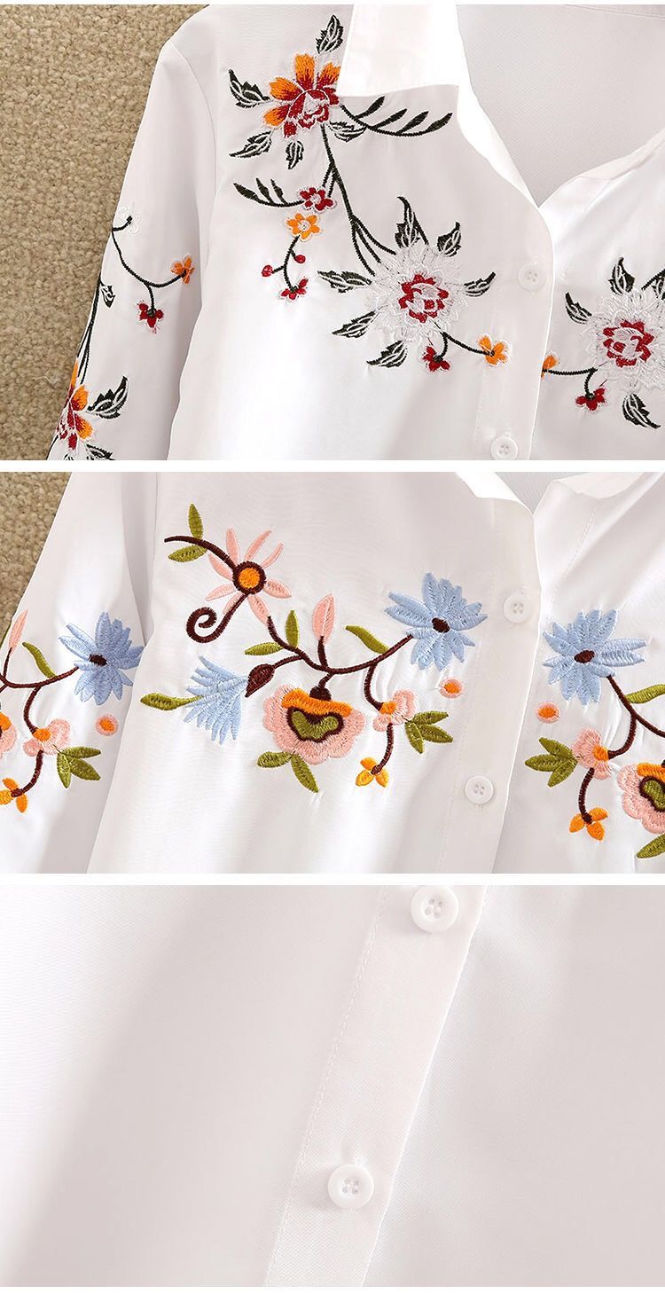 Women Embroidery Bohemian Long Sleeve Shirt
