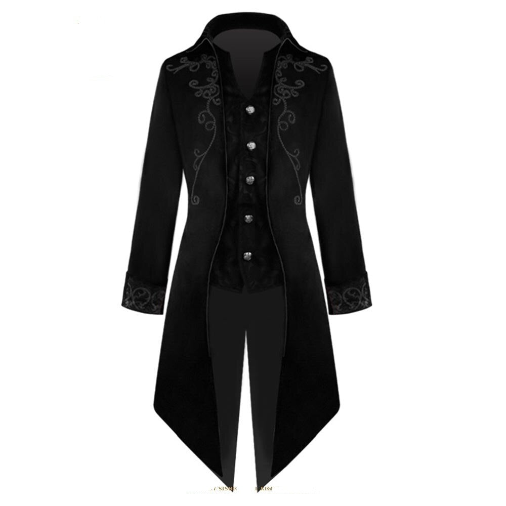 Men Retro Tuxedo Medieval Vintage Midi Punk Coat