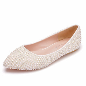 Women Pearl Handmade Wedding Shoes Bridal High Heels