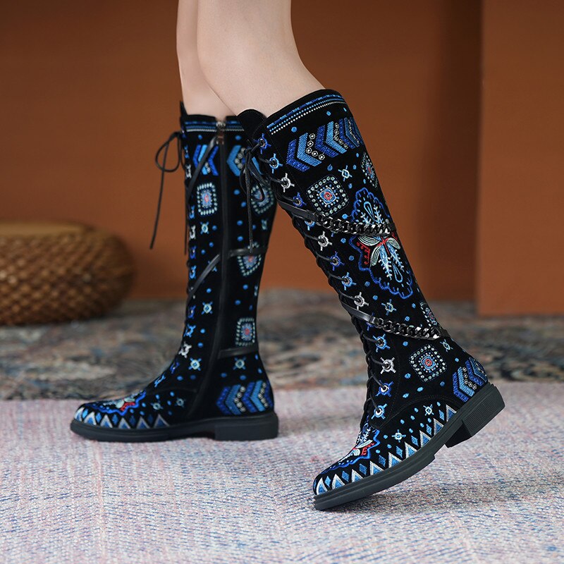 Women Floral Embroidery National Style Boots