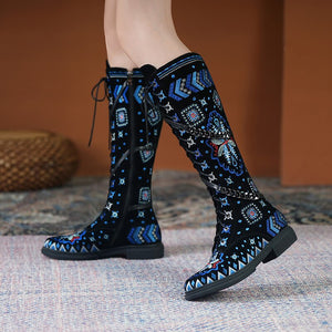 Women Floral Embroidery National Style Boots