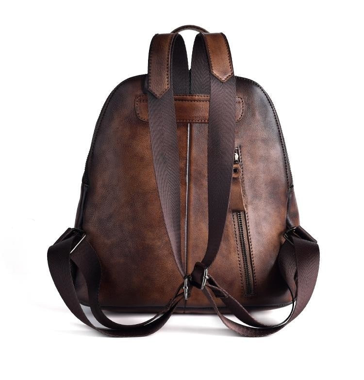 Women Handmade Retro Embossed Floral Leather Backpack