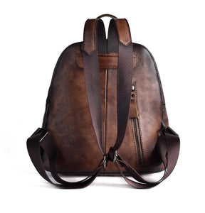 Women Handmade Retro Embossed Floral Leather Backpack