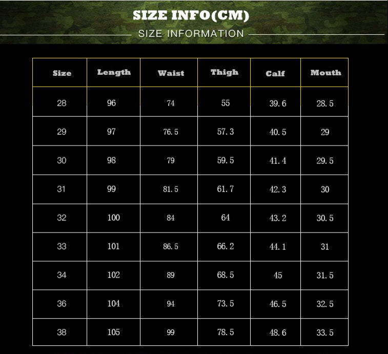 Men Slim Military Camouflage Casual Tactical Cargo Pant