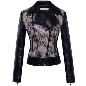 Women Retro Faux Leather Moto Biker Slim Fit Jackets