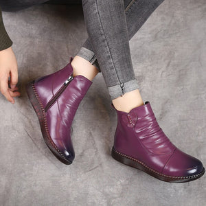Women Genuine Leather Ankle Casual Boots