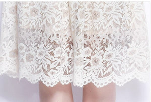 Women Princess Sleeve Lace O-Neck Slim Rushed Chic Dress