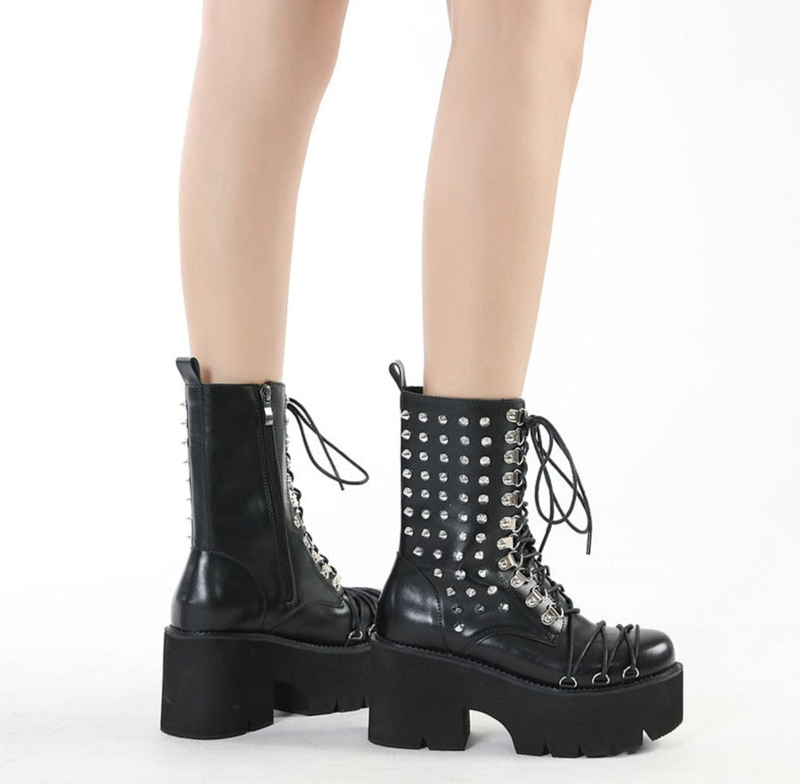 Women Handmade Motorcycle Punk Lolita Boots