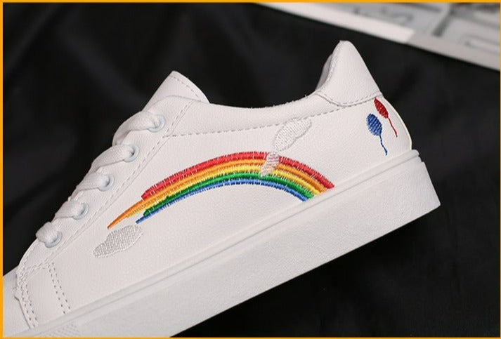 Women Embroidery Rainbow Breathable Platform Casual Shoes