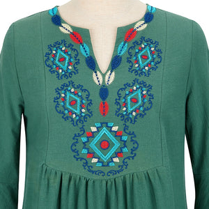 Women Bohemian Embroidered Loose Dress
