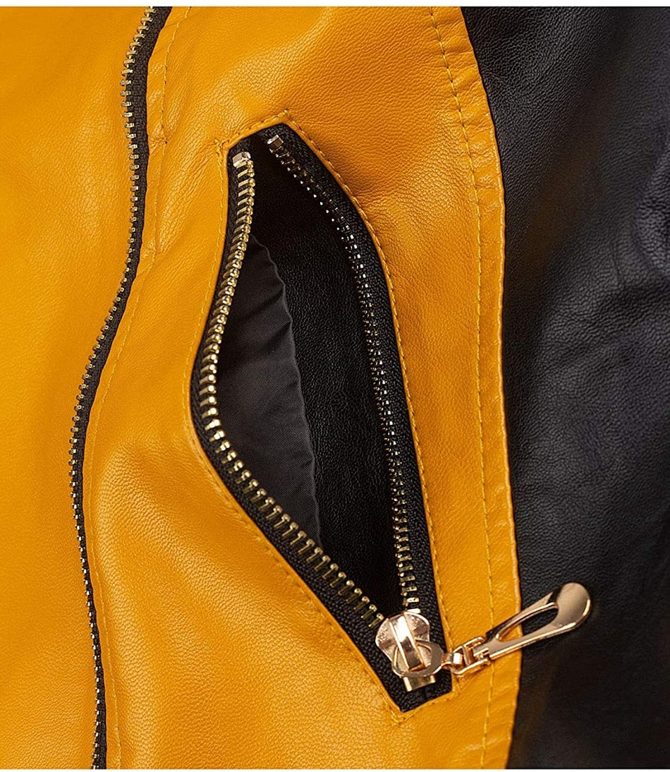 Women Retro Faux Leather Moto Biker Slim Fit Jackets