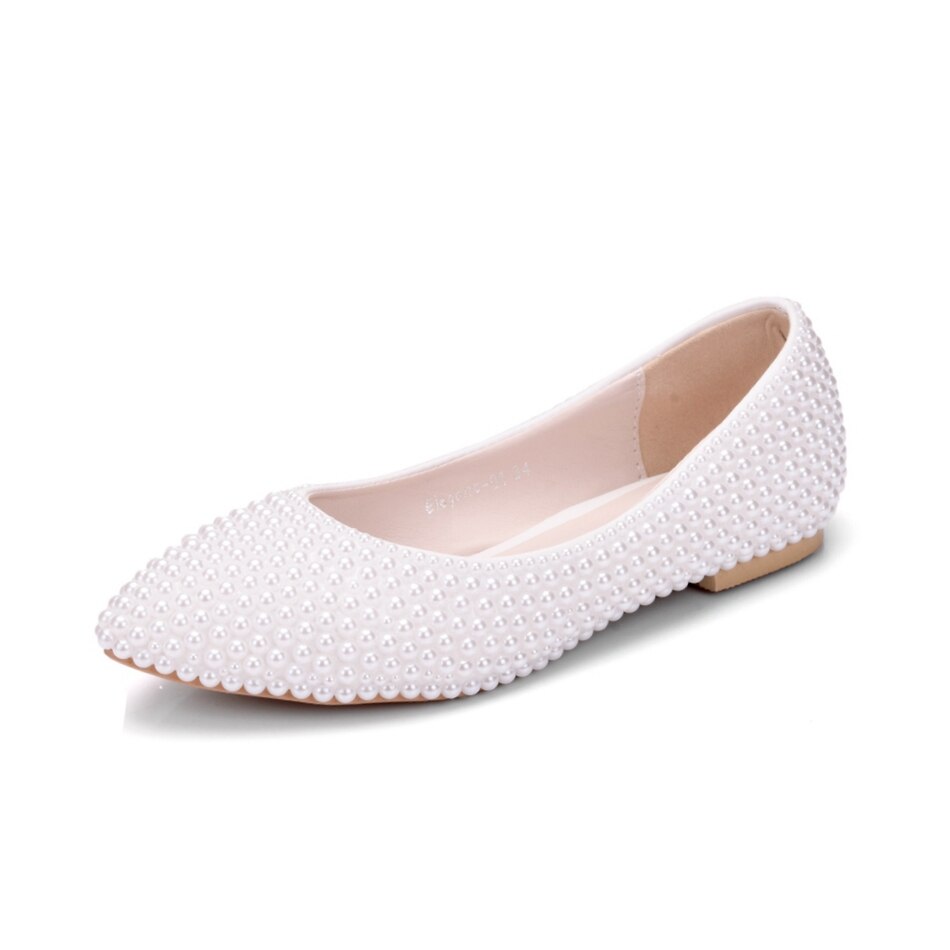 Women Pearl Handmade Wedding Shoes Bridal High Heels