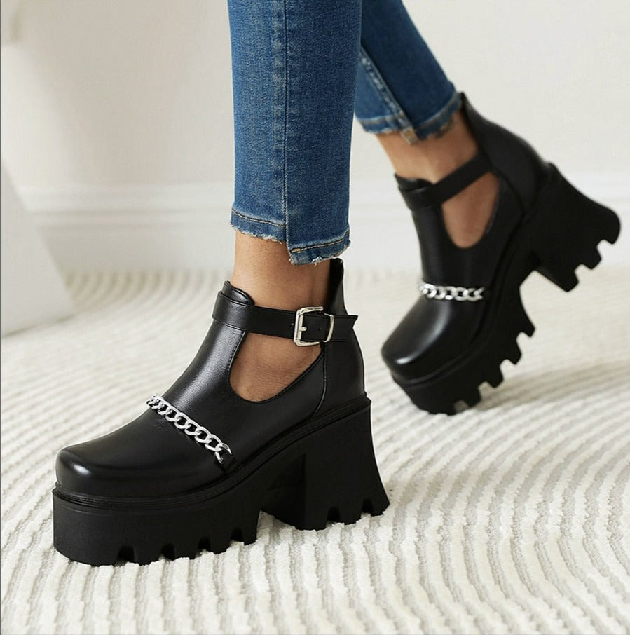 Women Casual Chains Pumps Straps Platform Shoes