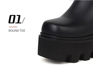 Women Cow Pattern Platform Chelsea Elastic Band Boots
