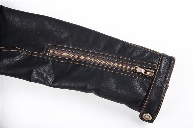 Men Motorcycle PU Leather Jacket