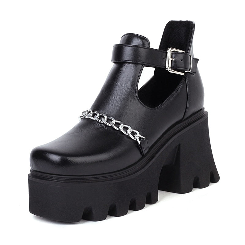 Women Casual Chains Pumps Straps Platform Shoes