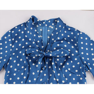 Women Short Sleeve Polka Dots Vintage Dress